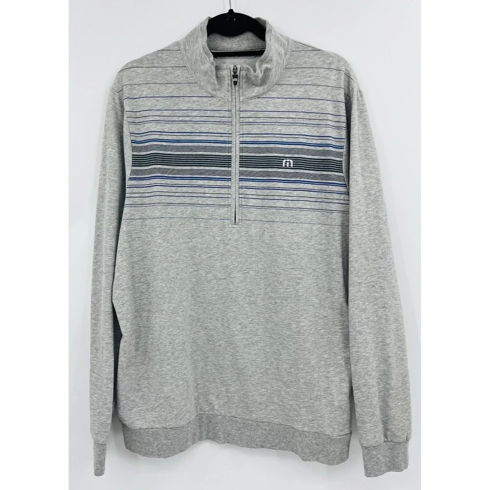 Travis Mathew 1/4 Zip Pullover Size Large Jersey Knit Zippered Side Pocket